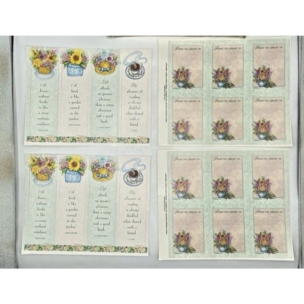 Vintage Book Plates & Bookmarks From The  Library Of  Current Inc USA Floral